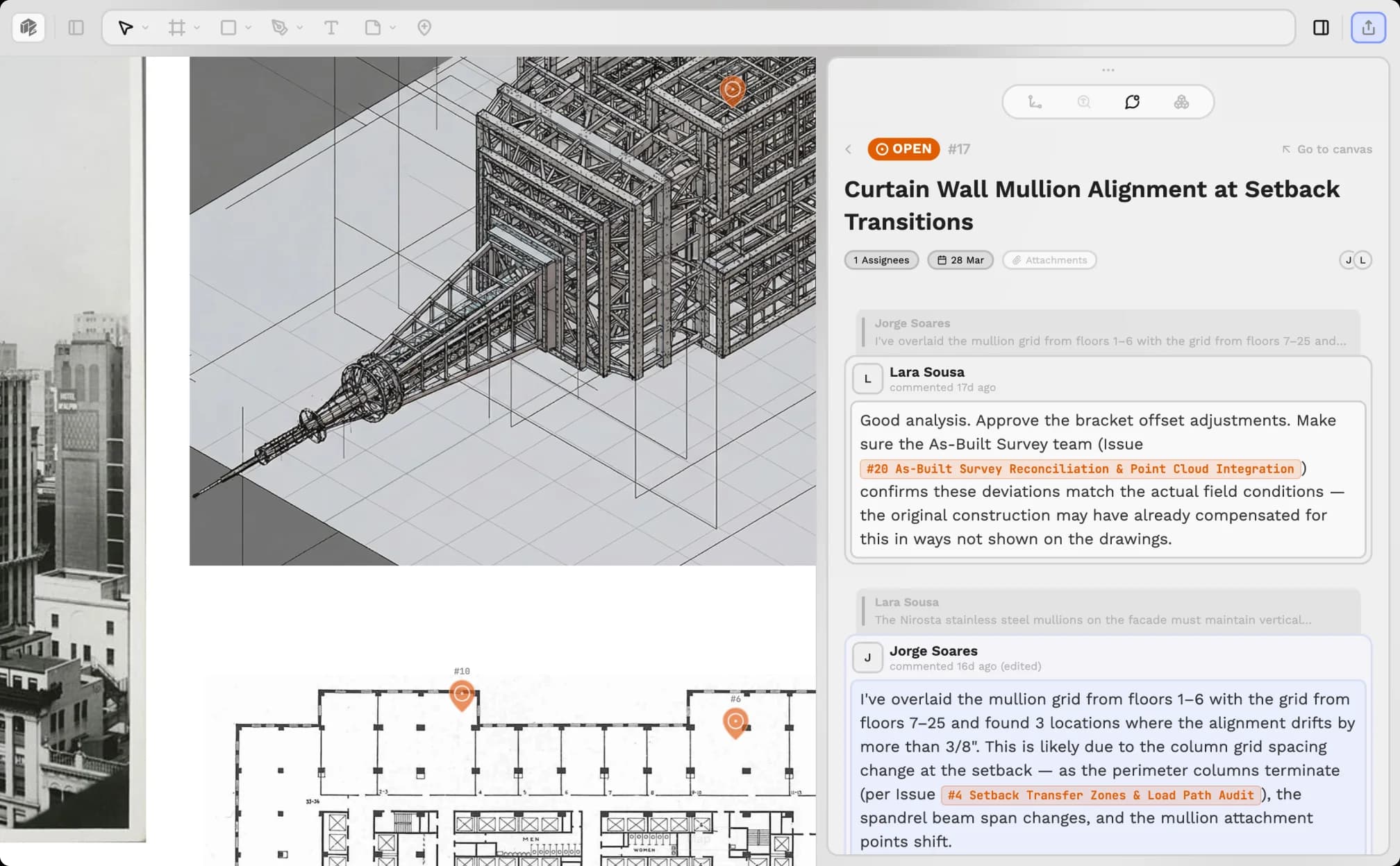 Showcase of Issue "Curtain Wall Mullion Alignment at Setback Transitions" on Scopture